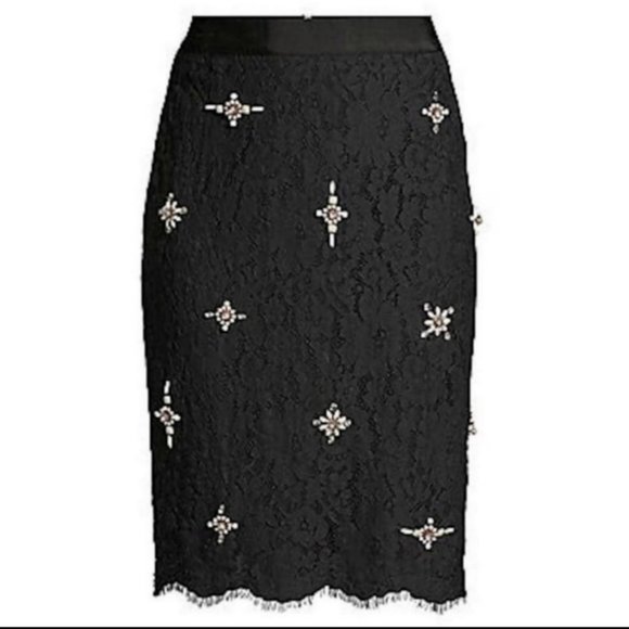 Joie Ortally Lace Bead Caviar Pencil Skirt $298 2 - Picture 2 of 11